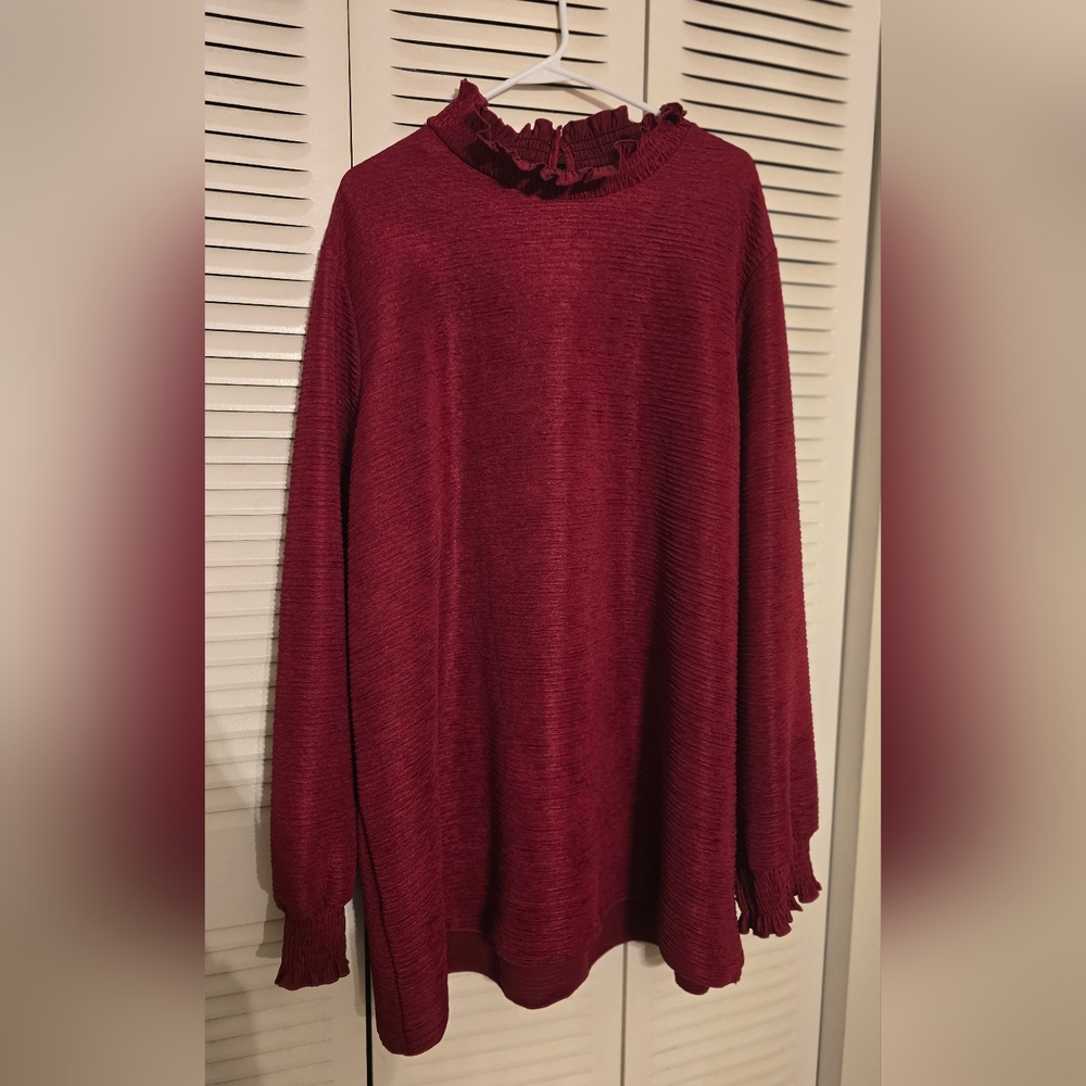 Elegant Red Ruffled Women's Top